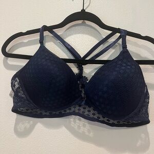 Laura Ashley Navy Lace Bra